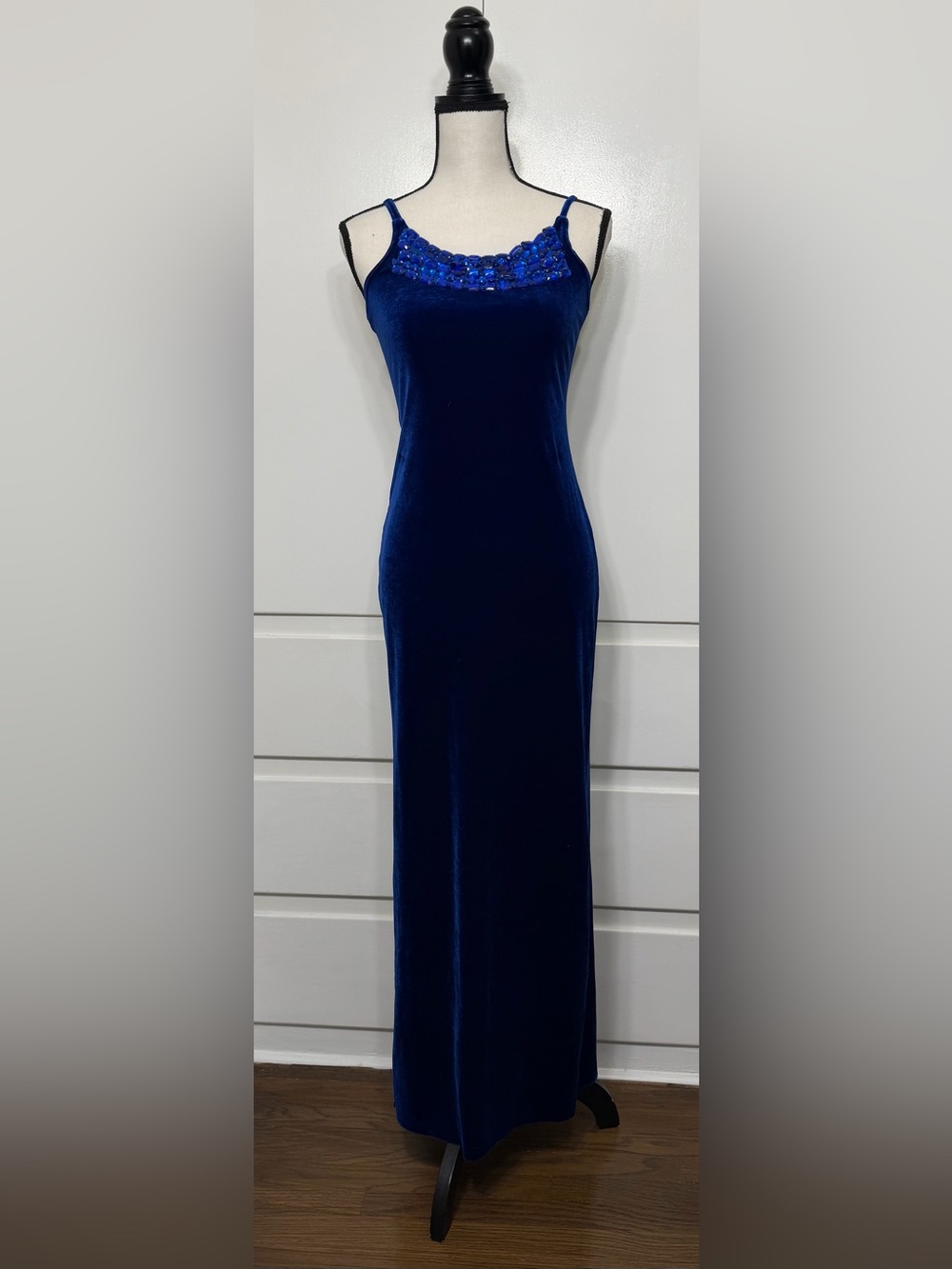 Charlotte Russe Blue Velvet Dress with Sequin Embellishment